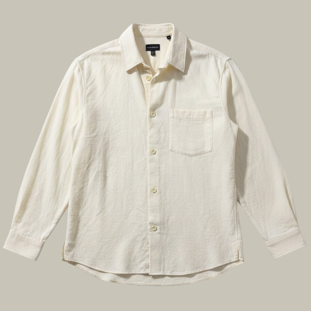 Club Monaco Off-White Textured Long-Sleeve‎ Shirt
